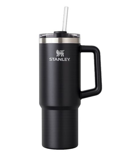Stanley Quencher H2.0 RRP £44.99 Black Insulated Tumbler With Handle And Straw